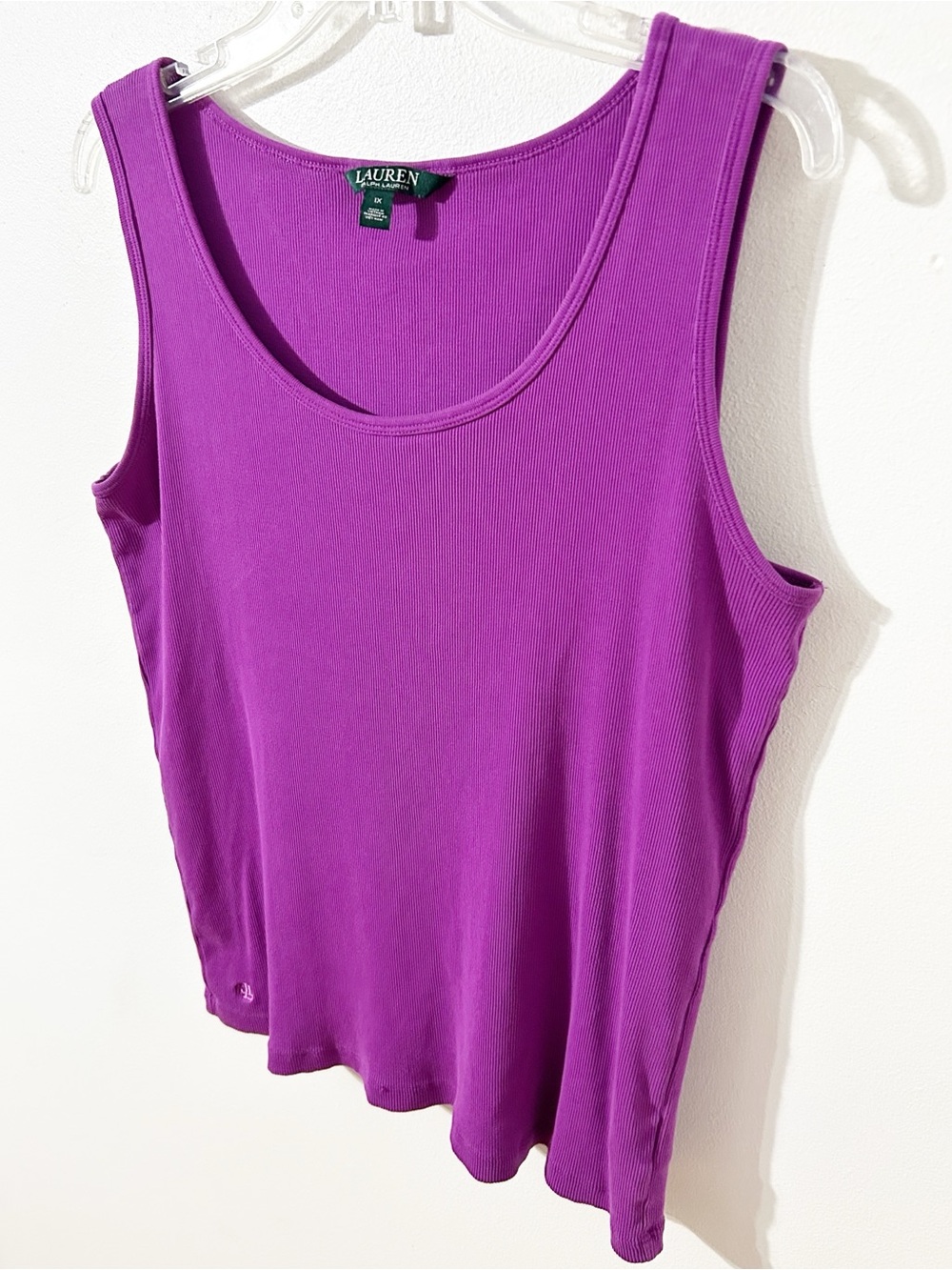 Lauren Ralph Lauren Women’s Ribbed Scoop Neck Tank Top Fuchsia Size 1X - Picture 2 of 7